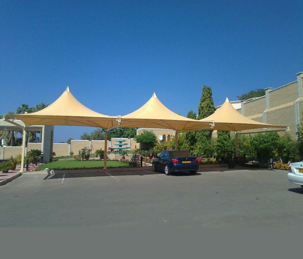 Pyramid Top Support Car Parking Shades (2)